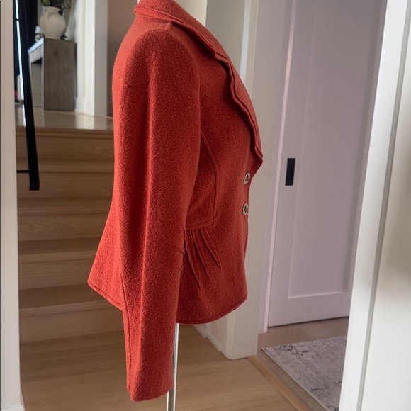 VIVIAN SHYU Boiled Wool Orange Blazer Jacket L - Picture 2 of 5